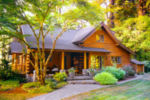 A beautiful log cabin surrounded by trees near Pigeon Forge TN