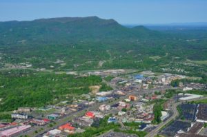 Aerial view of Pigeon Forge.