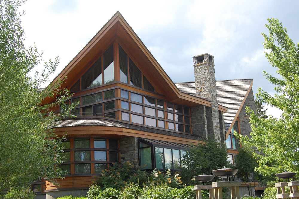 Beautiful log cabin in the forest.