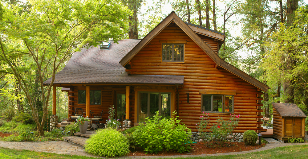 A charming log home.