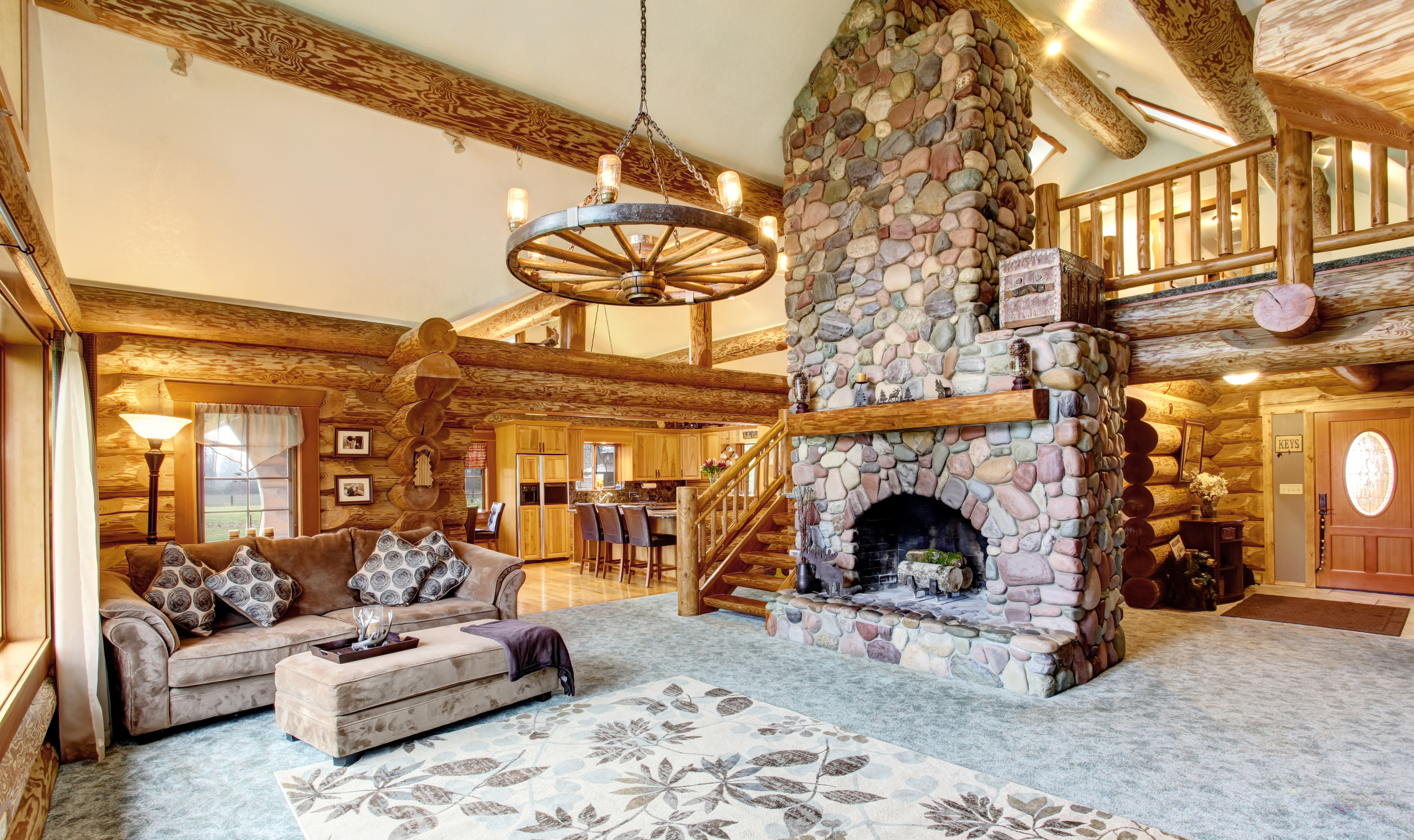 Log cabin with furnished living room