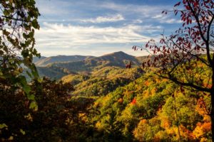 smoky mountains during autumn with changing leave colors